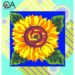 Kit tapisserie avec toile imprimée 19x19 Tournesol CDA4009K