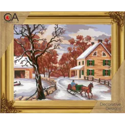 Gobeleno rinkinys su spaustu drobės 22x30 Žiemos scenos CDA6189K