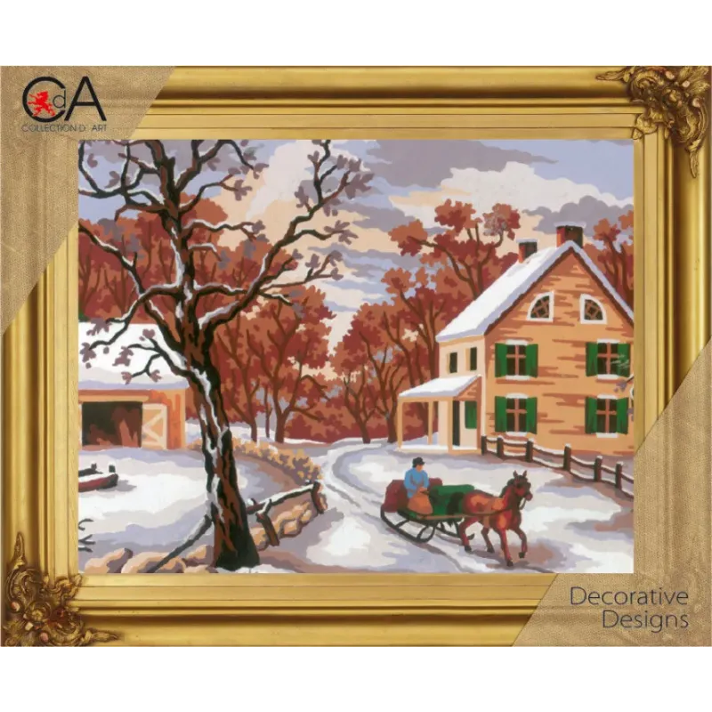 Gobelin-Set mit bedruckter Leinwand 22x30 Winterlandschaft CDA6189K