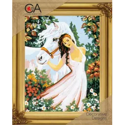 Gobelin-Set mit bedruckter Leinwand 20x30 Pferdedträume CDA6036K