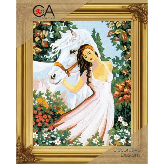 Gobelin-Set mit bedruckter Leinwand 20x30 Pferdedträume CDA6036K