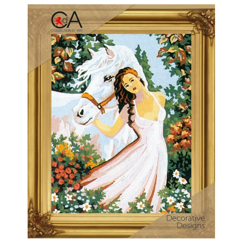 Gobelin-Set mit bedruckter Leinwand 20x30 Pferdedträume CDA6036K