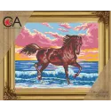 Tapestry Kit with printed canvas 30x22 Horse on the beach CDA6031K