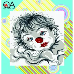 Kit de tapisserie avec toile imprimée 19x19 Garçon Clown CDA4007K