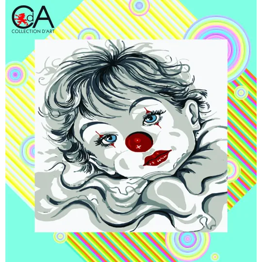 Tapestry Kit with printed canvas 19x19 Boy Clown CDA4007K