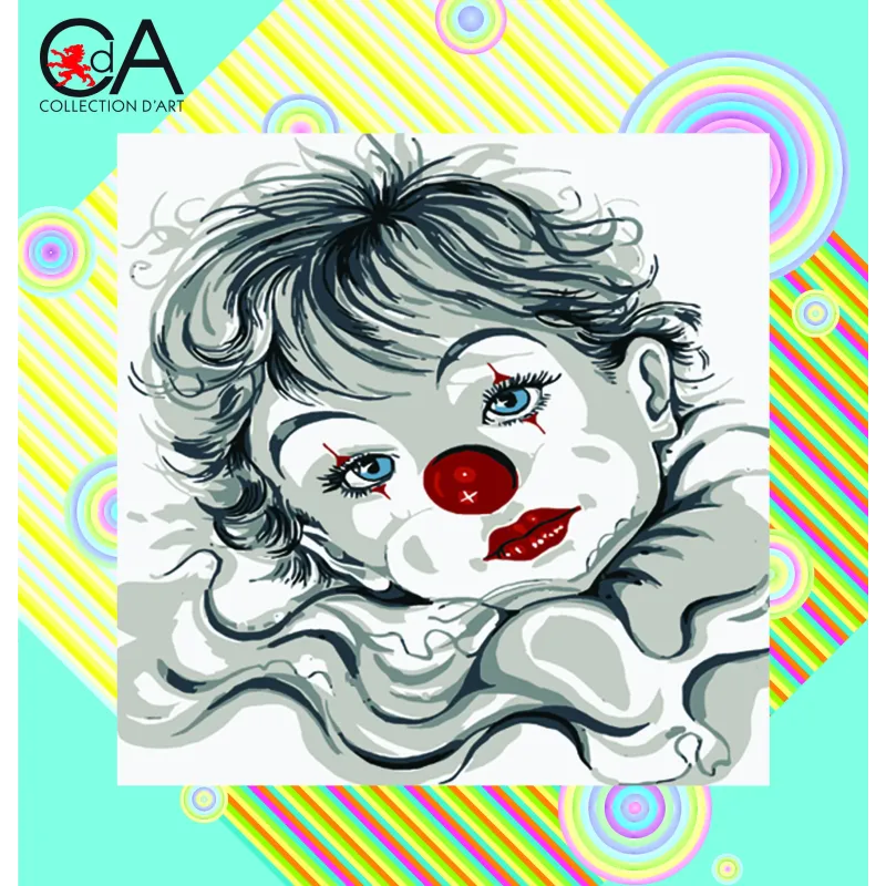 Tapestry Kit with printed canvas 19x19 Boy Clown CDA4007K