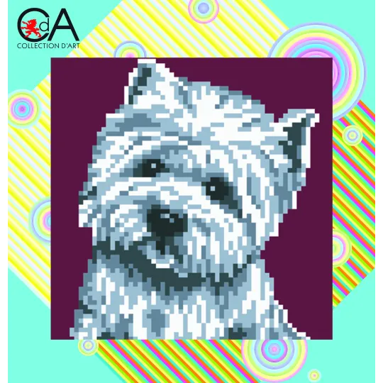 Tapestry Kit with printed canvas 19x19 Highland Terrier CDA4020K