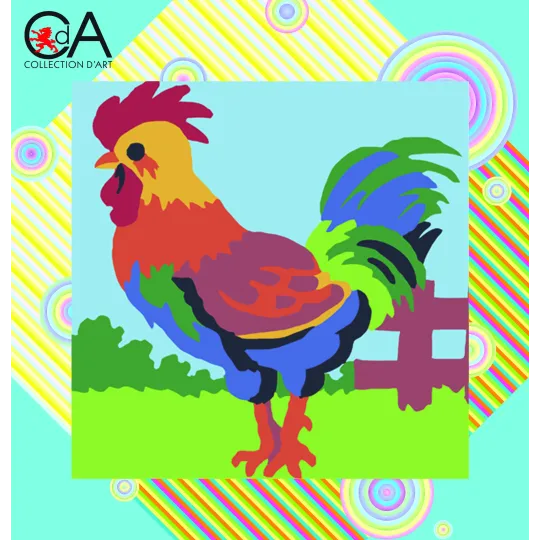 Tapestry Kit with printed canvas 19x19 Rooster CDA4003K