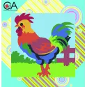 Gobelin-Set mit bedruckter Leinwand 19x19 Rooster CDA4003K