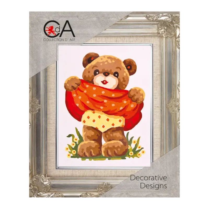 Набор для гобелена с напечатанным холстом 14x18 Girl Bear CDA3178K