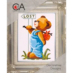 Gobelenų rinkinys su atspausdintu drobės paveikslu 14x18 Lost Bear CDA3177K
