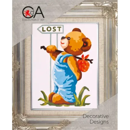 Gobelin-Set mit bedruckter Leinwand 14x18 Lost Bear CDA3177K