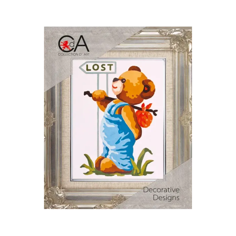 Gobelenų rinkinys su atspausdintu drobės paveikslu 14x18 Lost Bear CDA3177K