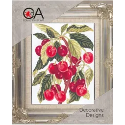 Kit tapisserie avec toile imprimée 14x18 Cerises CDA3164K