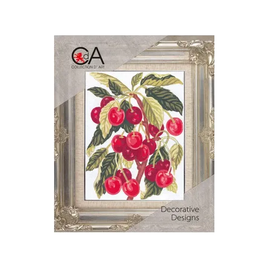 Gobelin-Set mit bedruckter Leinwand 14x18 Kirschen CDA3164K