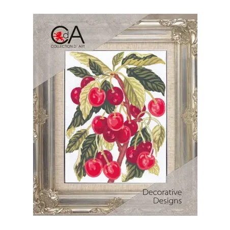 Kit tapisserie avec toile imprimée 14x18 Cerises CDA3164K