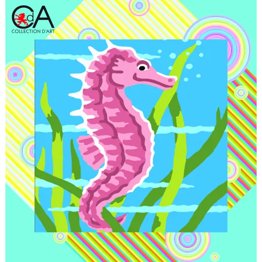 Tapestry Kit with printed canvas 19x19 Seahorse CDA4005K