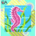 Tapestry Kit with printed canvas 19x19 Seahorse CDA4005K