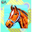 Kit tapisserie avec toile imprimée 19x19 Tête de cheval CDA4012K