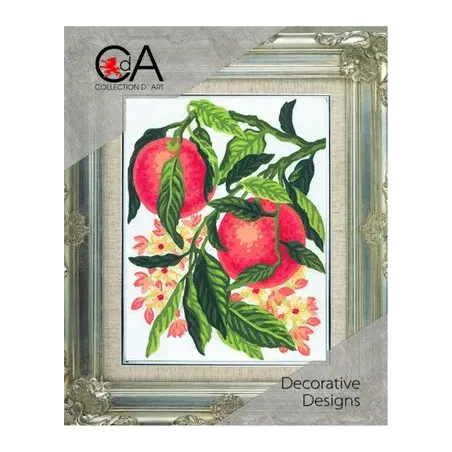 Kit de tapisserie avec toile imprimée 14x18 Oranges CDA3163K
