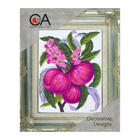 Kit tapisserie avec toile imprimée 14x18 Peaches CDA3160K