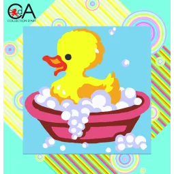 Gobelin-Set mit bedruckter Leinwand 19x19 Ente im Bad CDA4001K