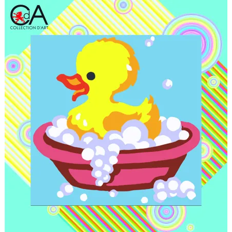 Kit Tapisserie avec toile imprimée 19x19 Canard dans le bain CDA4001K