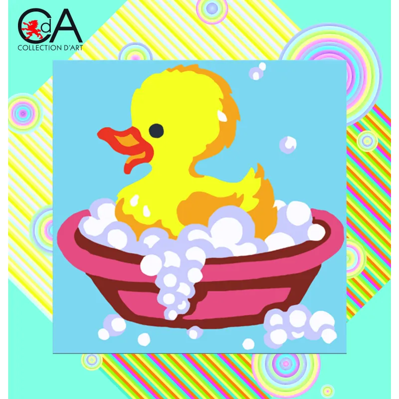 Kit Tapisserie avec toile imprimée 19x19 Canard dans le bain CDA4001K
