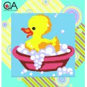 Kit Tapisserie avec toile imprimée 19x19 Canard dans le bain CDA4001K
