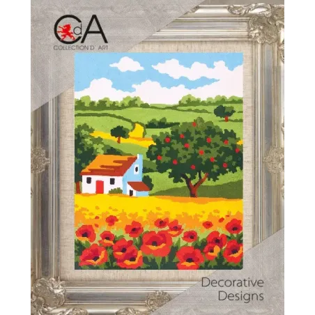 Tapestry Kit with printed canvas 14x18 Poppy Field CDA3147K