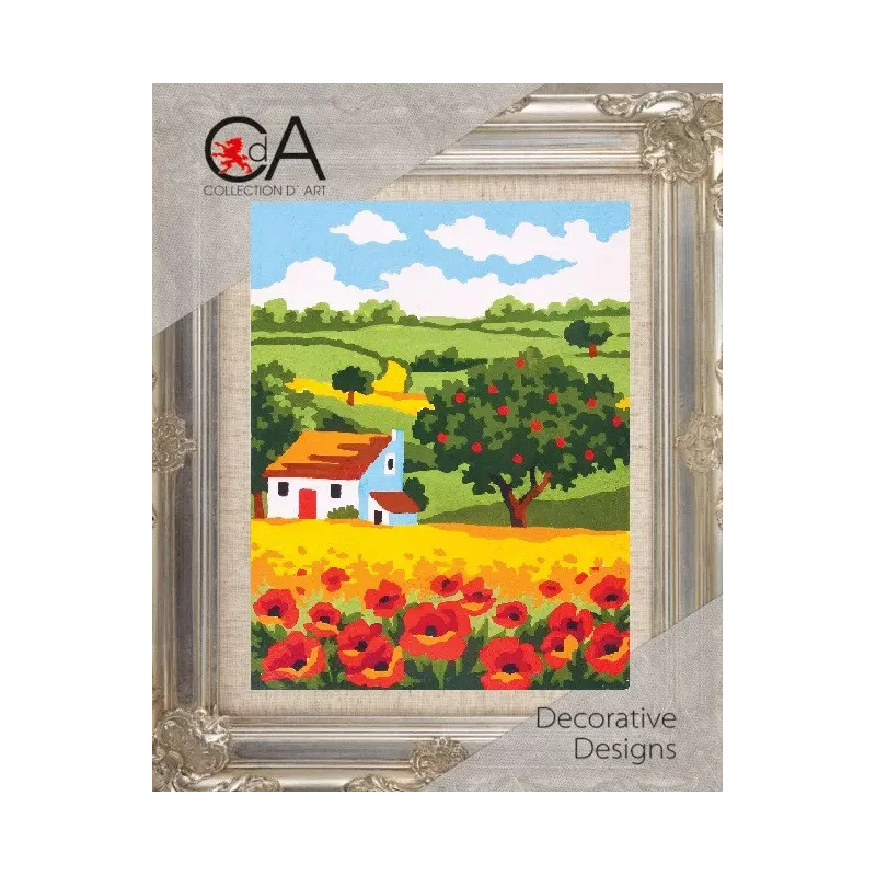 Gobelin-Set mit bedruckter Leinwand 14x18 Mohnblumenfeld CDA3147K