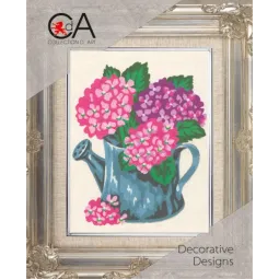 Kit de tapisserie avec toile imprimée 14x18 Hortensias CDA3142K