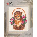 Набор для гобеленов с печатным холстом 14x18 Kitten in Rose Basket CDA3138K
