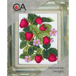 Kit de tapisserie avec toile imprimée 14x18 Fraises CDA3161K