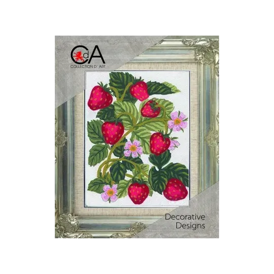 Gobelin-Set mit bedruckter Leinwand 14x18 Erdbeeren CDA3161K