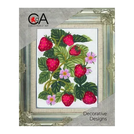 Gobelin-Set mit bedruckter Leinwand 14x18 Erdbeeren CDA3161K