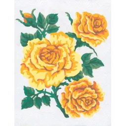 Kit de tapisserie avec toile imprimée 14x18 Roses Jaunes CDA3151K