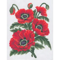 Tapestry Kit with printed canvas 14x18 Poppies CDA3149K