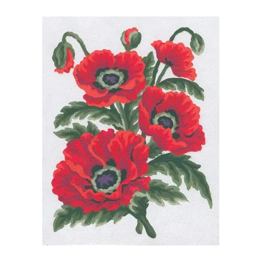 Tapestry Kit with printed canvas 14x18 Poppies CDA3149K