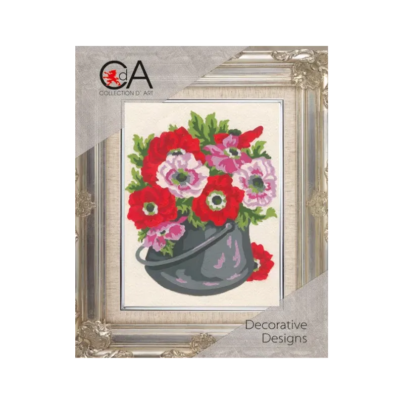 Gobeleno rinkinys su spausdintu drobė 14x18 Anemonų puokštė CDA3144K