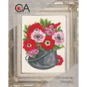 Tapestry Kit with printed canvas 14x18 Pot of Anemones CDA3144K