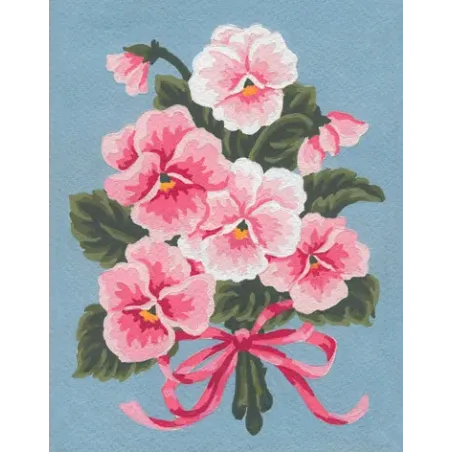 Tapestry Kit with printed canvas 14x18 Pink Floral Bouquet CDA3143K