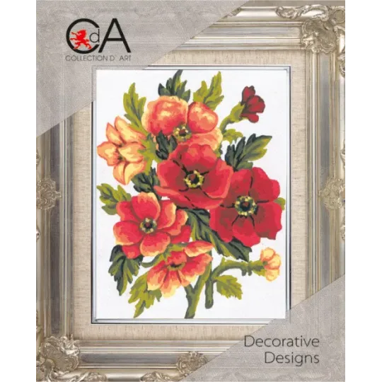 Kit de tapisserie avec canevas imprimé 14x18 Anémones CDA3049K