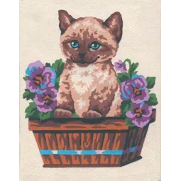 Gobeleno rinkinys su spausdintu drobės paveikslėliu 14x18 Kačiukas ir drugelis CDA3139K