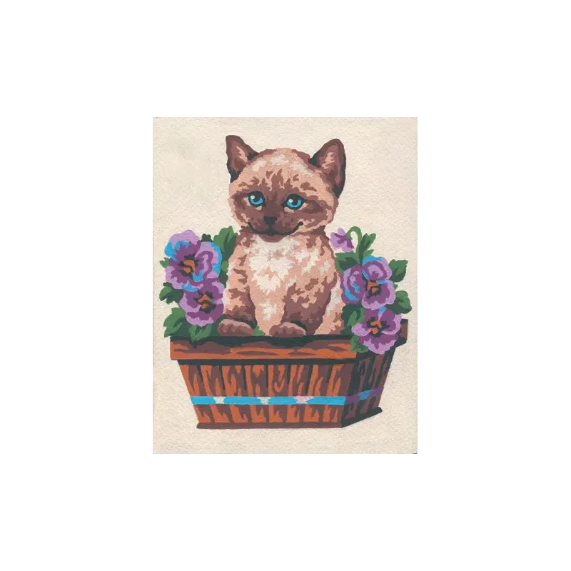 Kit de tapisserie avec toile imprimée 14x18 Chat et papillon CDA3139K