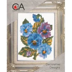 Kit de tapisserie avec toile imprimée 14x18 Pensées CDA3048K