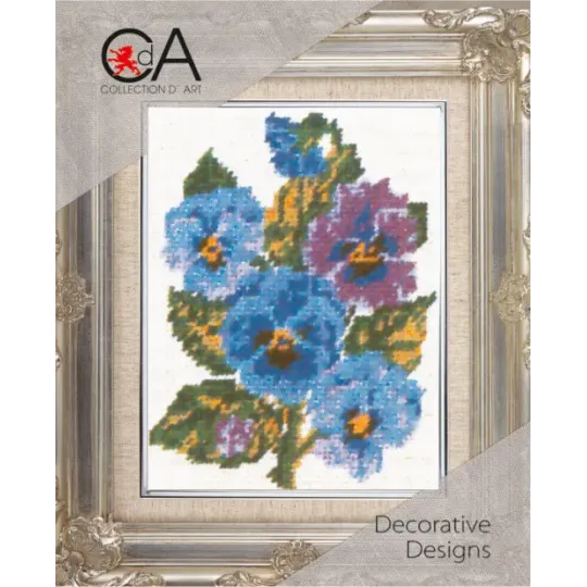 Tapestry Kit with printed canvas 14x18 Pansies CDA3048K