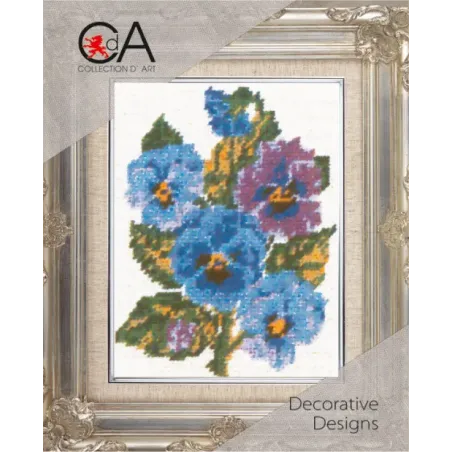 Tapestry Kit with printed canvas 14x18 Pansies CDA3048K