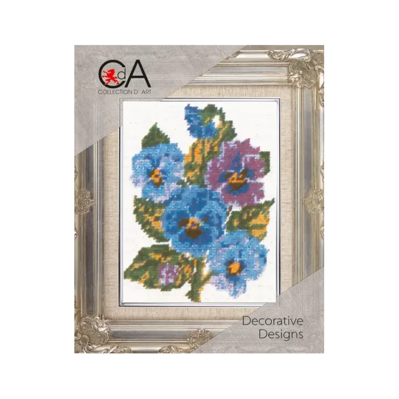 Tapestry Kit with printed canvas 14x18 Pansies CDA3048K
