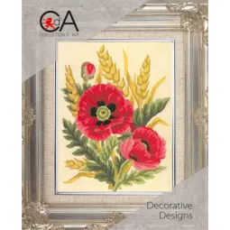 Gobelin-Set mit bedruckter Leinwand 14x18 Mohnblumen und Weizen CDA3116K